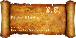 Milkó Blanka névjegykártya